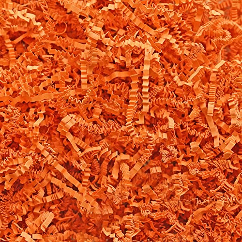 Bobobag Papier déchiqueté froissé de 0,9 kg, papier déchiqueté en raphia pour emballage cadeau et remplissage de boîtes cadeaux (orange)