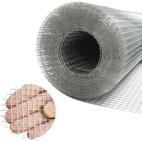 Galvanized Hardware Cloth 24in X 20ft, 1/4 Inch 23 Gauge Galvanized After Welding Square Mesh, Wire Mesh, Chicken Wire Fence, Rabbit/Snake Fences - Metal cage for Protecting Vegetables, Garden & Home