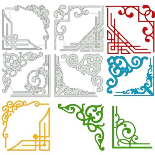 BENECREAT Troqueles de corte de esquinas de 4 estilos, plantilla de acero al carbono, plantillas de metal para hacer tarjetas de papel, decoración, bricolaje, manualidades, decoración del