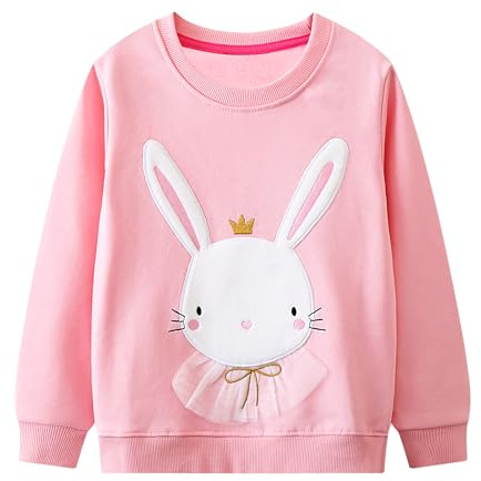 JinBei Flickor sweatshirt barn jumper pullover t-shirt söt långärmad toppar ledig tröja tunika bomull t-shirts småbarn ålder 2-7 år
