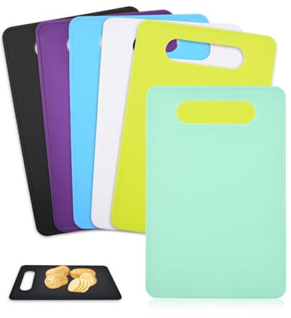 YZROHYI 6 Pezzi Tagliere Plastica da Cucina 29 X 19 cm,Taglieri Colorati Con Manico,Taglieri Antibatterici,Chopping Board,Tagliere Antiscivolo,Tagliere Rettangolare,Cutting Board per Carne Verdure