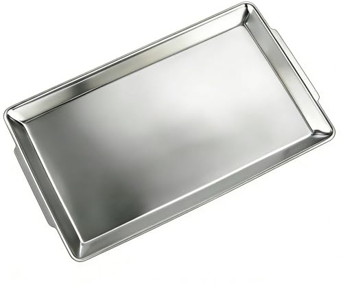 Bandeja para Servir de Acero Inoxidable,Plato Grande, Plateado de 40 x 24 cm,Cocina, Plato de Fiesta
