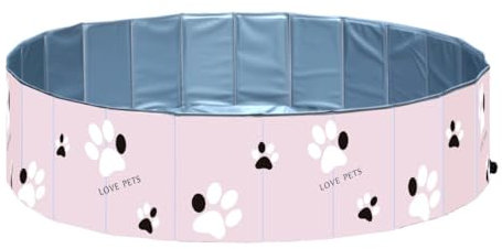 AIJUSSS Vasca da Bagno Pieghevole for Animali Domestici for Cani di Piccola e Media Taglia, Vasca da Bagno Portatile in PVC for Esterni, Piscina for Cani e Gatti, Rosa/Blu(Pink,47.2 * 11.8 inch)