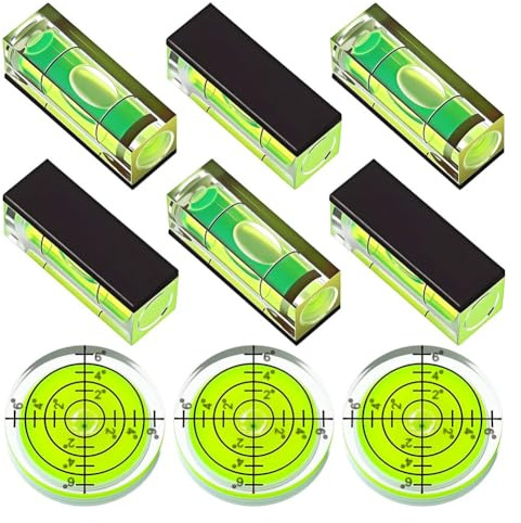 Plmvhpb Circular Spirit Measuring Tool, 9 Pcs Mini Magnetic Bubble Level, Small Square Drill