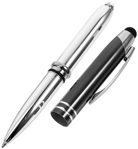 iplusmile Kapazitiver 3 in 1 Kugelschreiber mit LED Licht Touchscreen Stift und Schreibspitze Schwarzer Multifunktionaler Stift für Büro und Alltag