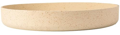 VIVANNO Vaso da fiori piatto rotondo in fibra di vetro color crema, 40 cm, stile moderno mediterraneo, resistente alle intemperie, vaso decorativo per piante grasse, decorazione per tombe