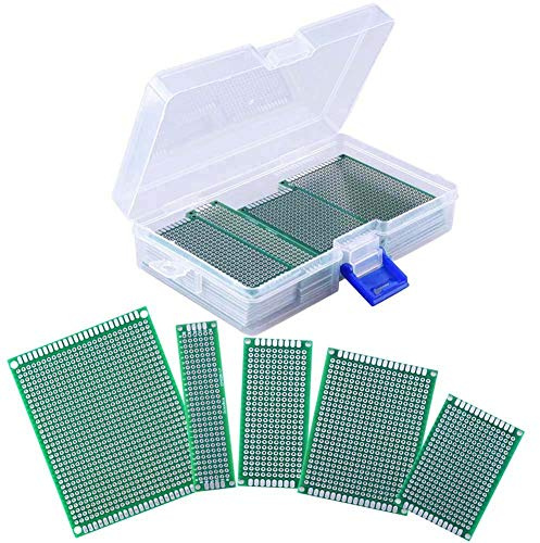 DollaTek 36Pcs Double Face PCB Board Prototype Kit 5 Tailles Universal Circuit Imprimé Protoboard avec Boîte pour DIY