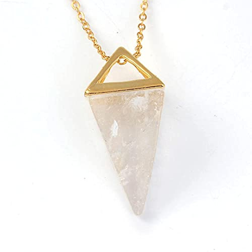 Naturlig pärla sten pendelhalsband kristallkvarts sten dowsing pyramid hänge halsband kvinnor män chakra smycken-klar kristall GULD