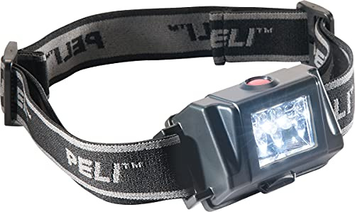 Peli 2610Z0 Lampe Frontale Premium à LED Homologuée ATEX Zone 0, Qualité Supérieure pour L'Industrie, Les Pompiers et Électriciens, Étanche IPX4, Couleur : Noire