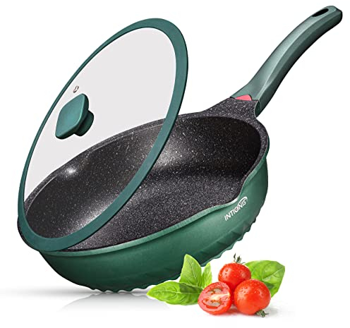 INTIGNIS® Padella con Coperchio Antiaderente - Antigraffio Profonda 28 cm, Antimacchia, Rivestimento in Ceramica Greblon Tedesca, induzione, Frittura Senza Sostanze Chimiche
