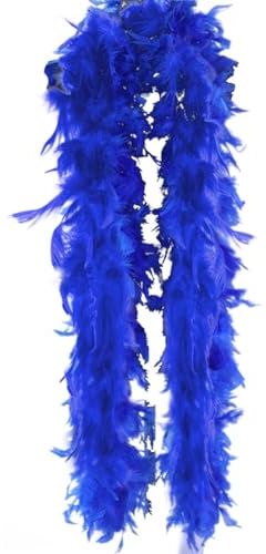 Surakey Boa de Plumes - Bleu - Femme Écharpe en Plumes - Naturelle Plumes de Dinde Frange en Plumes - Charleston Accessoire - pour Années 20, Carnaval, Fête à Thème, Performance en Salle de Bal