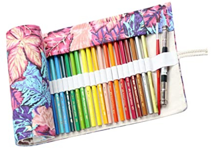 STOBOK 72 Estuche Juego De Lápices De Colores Lápices De Colores para Dibujar Bolsa De Lapicero Bolsa Enrollable Rollo De Lápiz De Artista Hombres y Mujeres Alta Capacidad Ranura