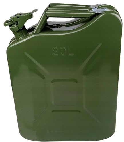 Anwicar Jerrican Métallique 20 L, Bidon de Carburant, Réserve Essence Diesel, Huile, Diesel, Poignée de Transport, Ferme Étanche