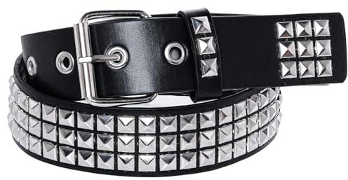 Werownsgso Nietengürtel Leder，Y2K Gürtel Nietengürtel，Punk Gürtel für Damen und Herren, Vielseitig Kombinierbar für Hip-Hop，Cosplay， Rock Outfits