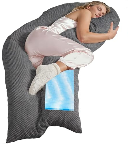 Traumreiter Seitenschläferkissen Visco XL langes Wendekissen Memory Foam [orthopädisch] + Watte Seite | Schwangerschaftskissen zum Schlafen, Stillkissen Kissen, Komfortkissen mit Bezug Grau Deluxe