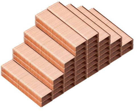 PATIKIL 26/6 Agrafes Standard, 10 Paquets 10000pcs 1/4 Longueur de Jambe Agrafes à Pointe Ciseau à Plat sans Blocage pour Agrafeuse de Bureau Fournitures de Bureau à Domicile, Or Rose