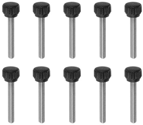 QUARKZMAN 10 stycken räfflade skruvar M5 x 35 mm vingskruvar med gänga, rostfritt stål 304 dragskruv 13 mm rund klämskruv stjärnhandtagsskruv klämspak tumskruv för möbelmaskin