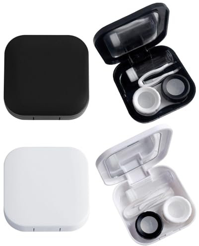 2 Pieces Square Contact Lens Storage Box, Simple Storage Box, Storage Box With Mirror, Mini Storage Box, Contact Lens Accessories