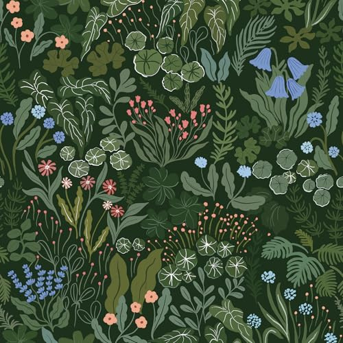 CiCiwind Papier Peint Autocollant Motif Fleurs Vert 44CM×3M Film Adhésif Amovible en Vinyle Impermeable pour Salon Chambre à coucher Cuisine mur Armoires