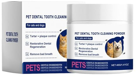 Polvo para aliento de perro, limpiador de dientes de gato, 40 g | ambientador de aliento de mascotas, pasta de dientes para perros, higiene y cepillado de de cachorro, viajes familiares, al a
