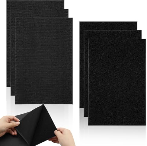 LPZMPZ 6 stycken kardborreband 20 x 30 cm (8 x 12 tum) för sömnad, svart, bred, icke-klibbig, för textilier, kläder, skor, gör-det-själv, hushållsartiklar