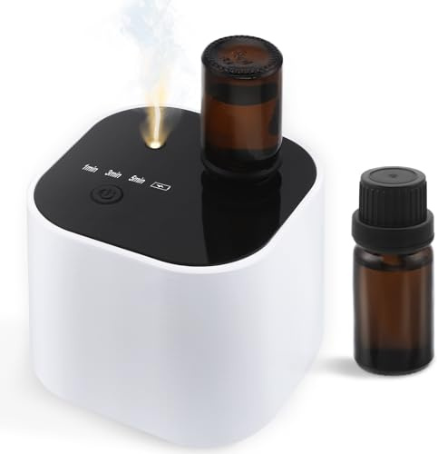 Difusor de aceites esenciales sin agua, mini difusor de aromaterapia inalámbrico con batería, difusor circular de fragancia, adecuado para el hogar, hogar y oficina