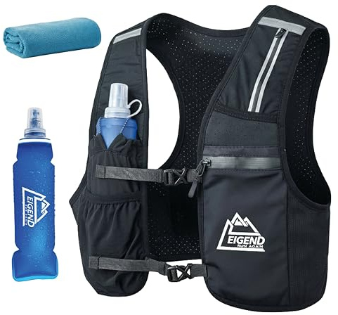 LEIGEND Running Vest – Ultra-Light 210g, Hydration Vest for Men Women Reflective Running Bag | 500ml Soft Flask + Phone Pocket + Microfibre Towel Included | Trail Running, Marathon, Jogging