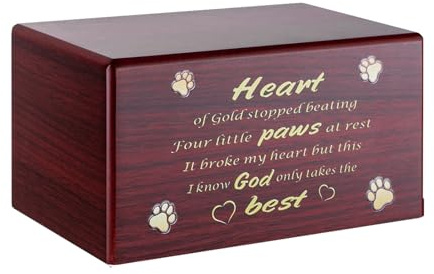 YROHGKPN Caja de cenizas para gatos, funeral de mascotas, cremación con palabra tallada, urna de madera, recuerdo, caja funeraria, regalo de ceniza