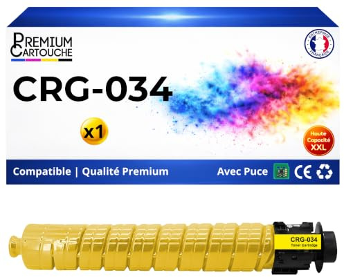CRG034 CRG-034 034 9451B001 Toner Compatible pour Canon i-SENSYS MF 810 CDN MF 820 CDN imageRUNNER C 1225 IR-C 1225 If Jaune Haute capacité avec Puce 7300 Pages