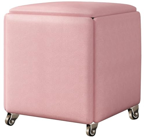 Multifunktionsförvaring kubstol – stoppat säte, metallram, stapelbar design med hjul för kök, vardagsrum, kontor