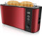 Arendo - Toaster Langschlitz 2 Scheiben - Defrost Funktion - 1000W - Doppelwandgehäuse - Integrierter Brötchenaufsatz - Bräunungsgrade 1-6 - Display mit Restzeitanzeige - Karminrot Metallic