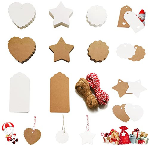 100stk Geschenkanhänger,Kraftpapier Anhänger,Geschenkanhänger Kraftpapier,Geschenkanhänger Weihnachten,Geschenk Etiketten,Flaschenanhänger zum Beschriften,Geschenkdeko