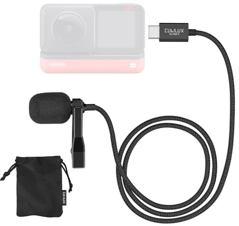 Cubilux MLC-7 Microphone Compatible with Insta360 ONE R, USB Type C Unidirectional Lavalier Clip Lapel MIC Compatible with Insta 360 ONE R Camera