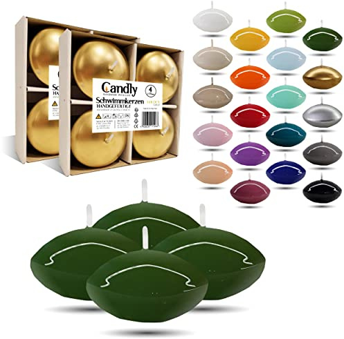 CANDLY HANDMADE© 4 x stora simljus premium Ø 70 mm | födelsedag och namnsdag, bröllop, bröllopsmottagning, alla hjärtans dag, påsk, jul, elegant husdekoration, ljus (olivgrön)
