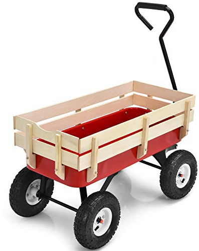 ZAANU Carros, vagón para Acampar al Aire Libre, Carro de jardín Plegable con asa Ajustable, Carro de Transporte utilitario Plegable para IR de Compras a la Playa/Madera+Acero (Madera+Ace