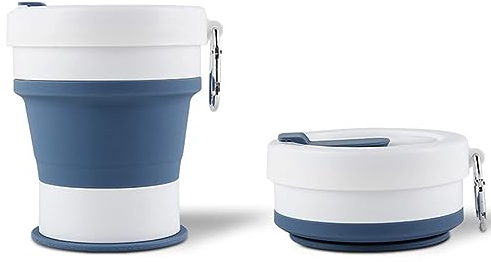 YIMINI Faltbarer Becher, Faltbarer Kaffeebecher, Faltbare Reisebecher, Reise-Campingbecher, Silikon-Faltbecher, Tragbare Silikon Becher, Wasserbecher Faltbar, Bpa-Frei, Geeignet für Camping (550ml)