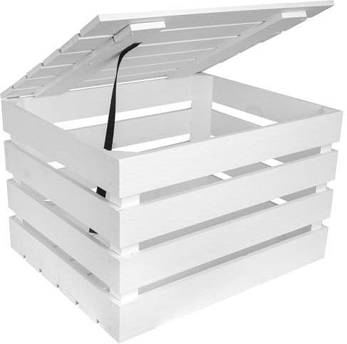 Creative Deco Große Holzkiste mit Deckel Weiß | 50x40x30 cm | Deko Holztruhe mit Deckel | Klein Geschenke Truhe Holzbox Kiste | Perfekt als Geschenkbox Weinkiste Spielzeugkiste Aufbewahrungsbox