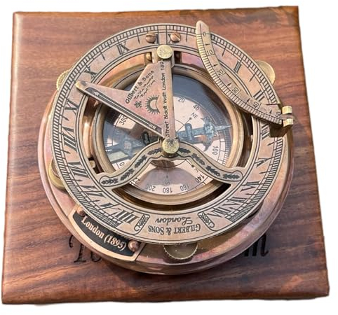 Messing-Sonnenuhr-Kompass – personalisierte Geschenke – einzigartiges Geschenk für Männer – schöne handgefertigte Sonnenuhr – gravierte Sonnenuhr für Ihn – antikes Dekor (antik)