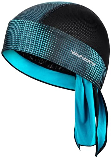 YANIKY Sports Bandana Cap - Atmungsaktiv Kopftuch Herren - Bandana Cap Damen Durag Laufmütze Turban Herren Sommer Fahrradmütze Kopftuch für Radfahren Reisen Laufen Fitness (Blaugrün)