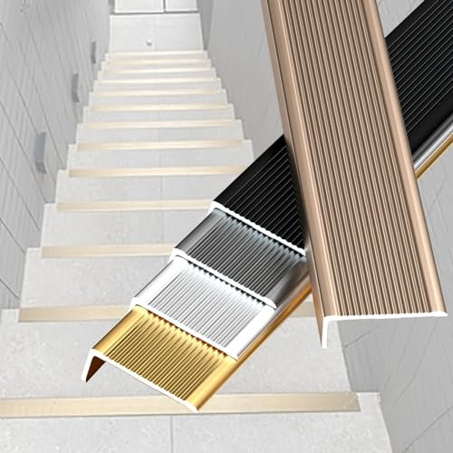 Treppenkantenprofil Treppenprofil Robuste Aluminium-Treppenkanten-Treppenkante – wasserdichter Treppenschutzstreifen, Kantenschutz-Formleiste – 90 cm rutschfeste Außen- und Innenkantenstreifen, Fenst