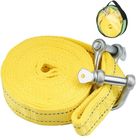 4 Meter Abschleppseil Auto,5 Tonnen (11,000lbs) Abschleppseil Pkw, Mit 2 Sicherheits-U-Schnallen,Heuwender Seil,Mit Schraubstangenkonstruktion,Seile Für Rettungsschlepps,Geeignet Für Alle Autos