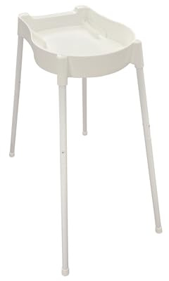 dBb Remond - Soporte de bañera para bebé, 0 a 6 meses, soporte para bañera de bebé, patas extraíbles antideslizantes, de metal rilsanizado blanco, altura 77 x 97 x 46 cm