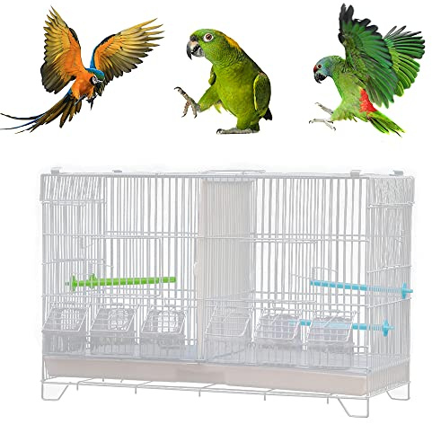 Voliera interna gabbia per uccelli esterni in metallo per pappagalli pappagalli fringuelli inseparabili canarini con rete divisoria, vassoio cassetto, gabbia per pappagallo, 60 x 26 x 39,5 cm