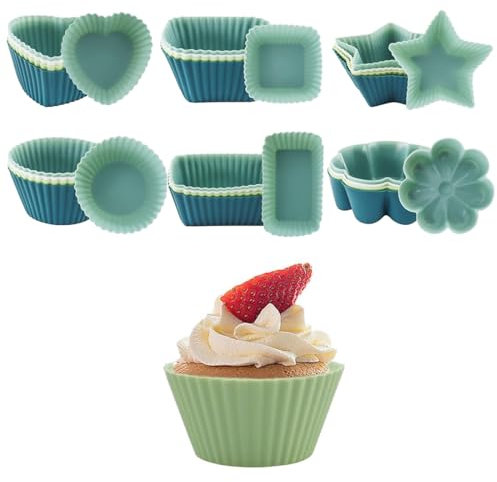 Bangbobi Muffin Pan Silicone Set da 24 Pezzi, 6 Diverse Forme Teglie da Forno Antiaderenti in Silicone, Lavabili in Lavastoviglie - Teglie da Forno Multifunzionali in Silicone