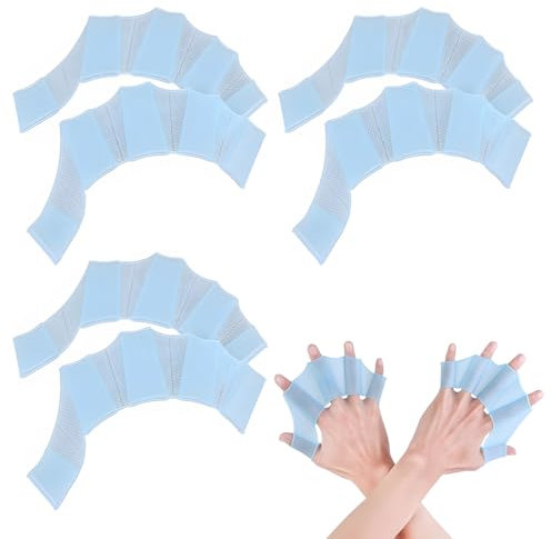 3 Paar Schwimmhäute für die Finger, Schwimmhandschuhe, Silikon Handschuhe, Webbed Handschuhe, Hochelastisch, Handpaddel, Trainingshandschuh, Schwimmflossen für Kinder (S,Blau)