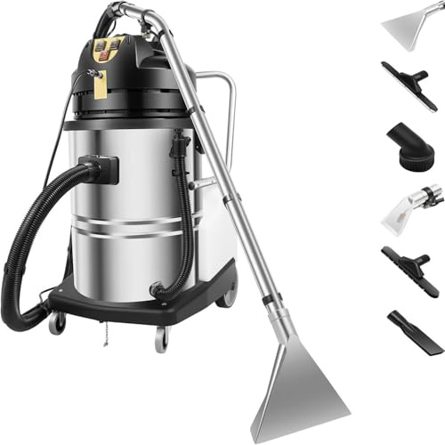 Lavatappeti Lava Tappezzeria 60L,aspirapolvere 2 in 1 per liquidi/secchi per la pulizia tappeti/pavimenti/auto,lavapavimenti in acciaio inox,pulitore professionale con 6 accessori aspirazione