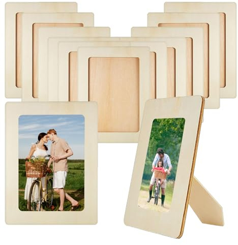 Wooden Picture Frame Set, 12 Pieces Wooden Picture Frame, Rectangular Craft Frame Set, Classic, DIY Painting Projects, for Table Display and DIY Crafts