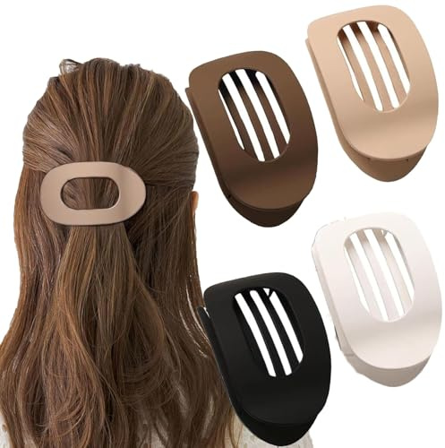 Pinzas planas para el cabello para mujer, pelo de 2025, clip para el pelo para niñas y mujeres, cabello grueso y fino (4 unidades-A)