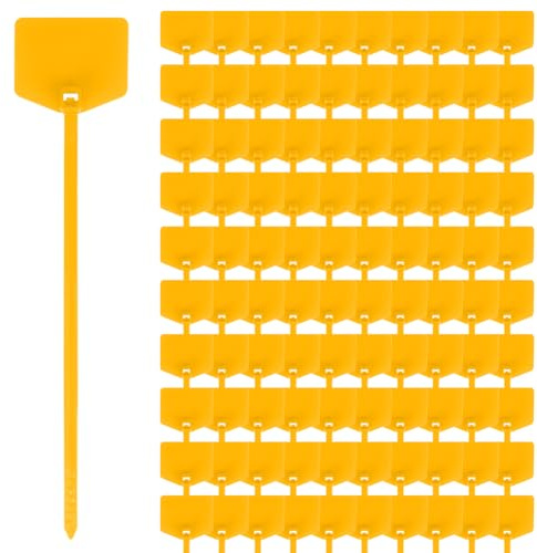 Flintronic Lot de 100 étiquettes d'expédition en plastique, 120mm/4.78in étiquettes imperméables inscriptibles avec sangle d'étanchéité, étiquette d'attache de câble pour clés, bagages, logistique