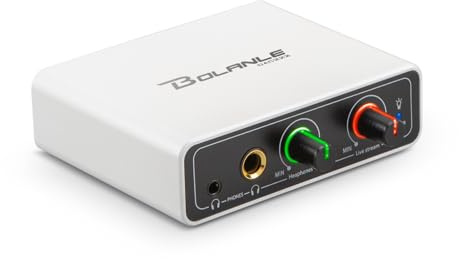 Bolanle DAC USB OTG Audio Interface for Live Streaming, 3.5mm AUX Input to USB-C Phone Adapter, Stereo Sound Card for iPhone Android, Connect Mixer to Mobile for TikTok YouTube Instagram Recording